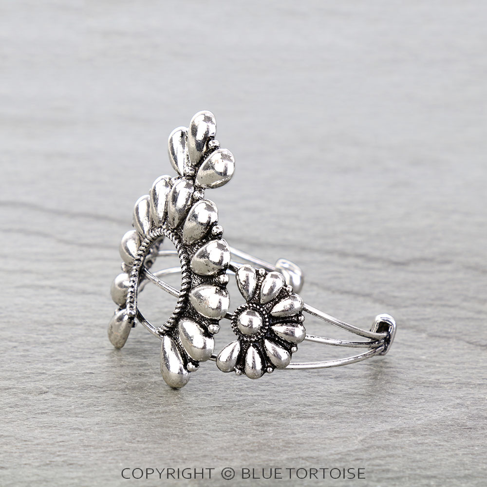 Western Ball TXR Squash Blossom Cuff Bracelet - Image 2