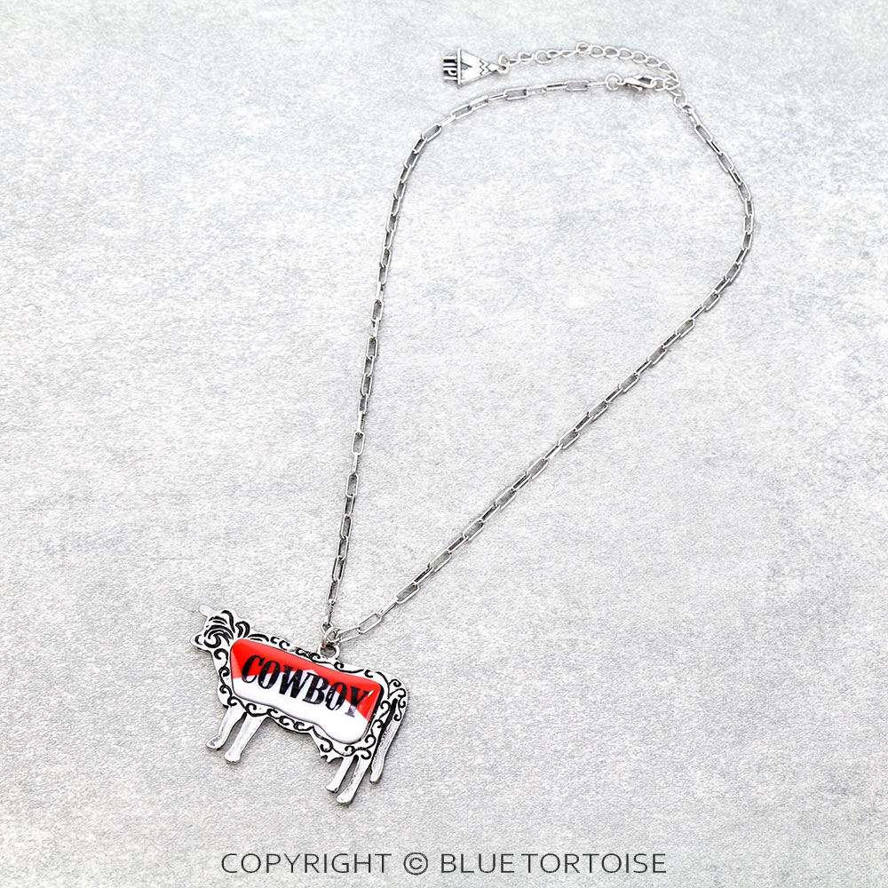 Western Cowboy Cow Necklace