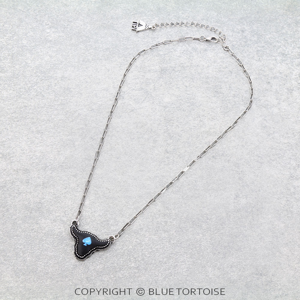 Western Cow Head Black Spade Necklace