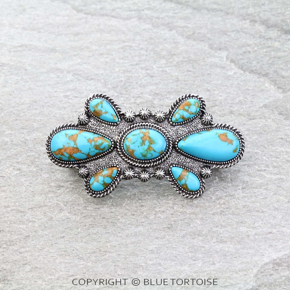 Western Concho Stone Hair Clip Barrette
