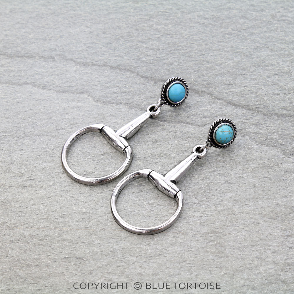 Western Horsebit Stone Stud Earrings