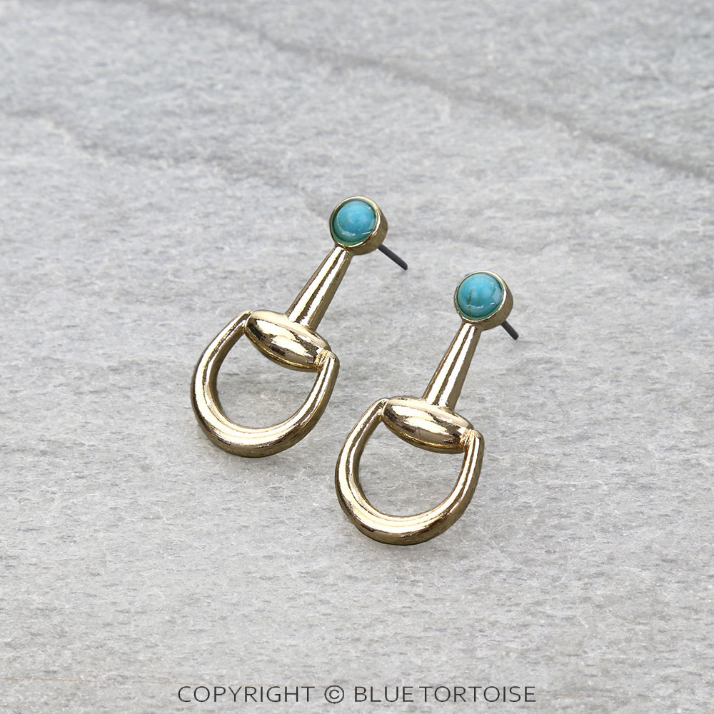 Western Horsebit Stone Stud Earrings
