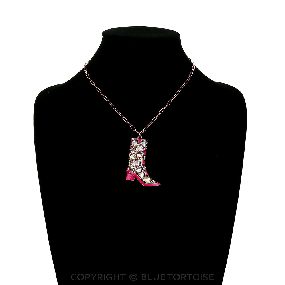 Western Cowboy Boot Stone Necklace - Image 2