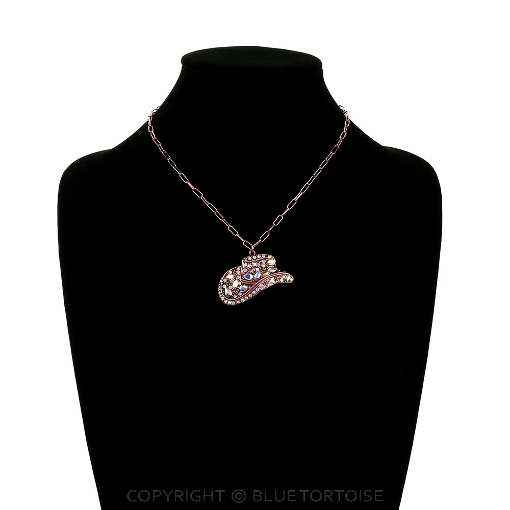 Western Cowboy Hat Stone Necklace - Image 2