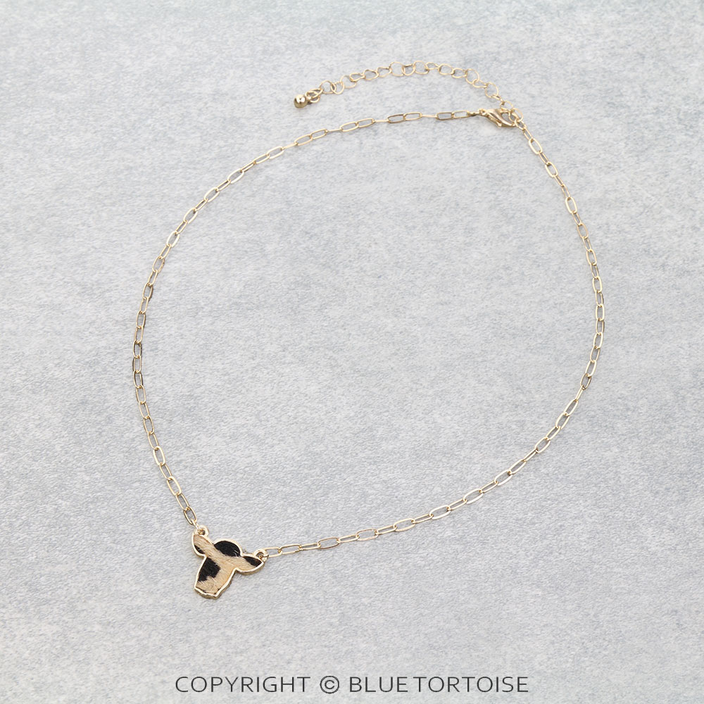 Leopard Cow Head Paper Link Chain Necklace