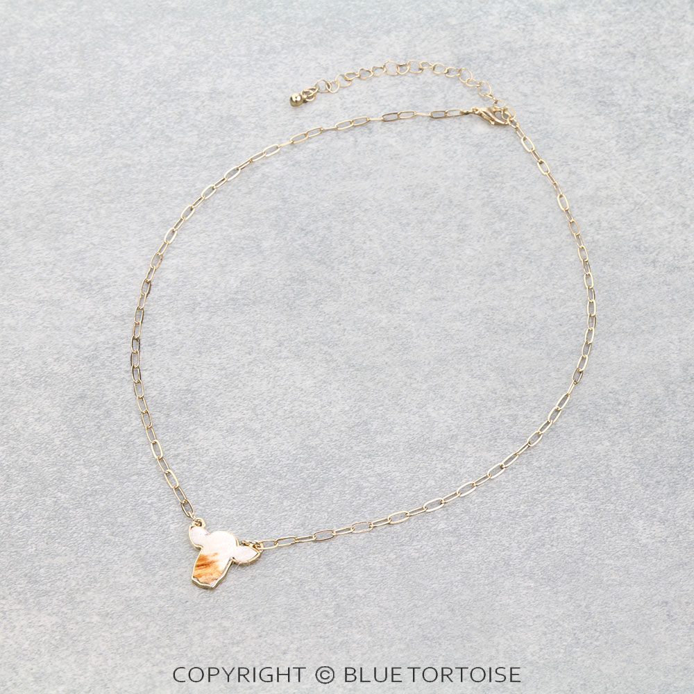 Cowhide Cow Head Paper Link Chain Necklace