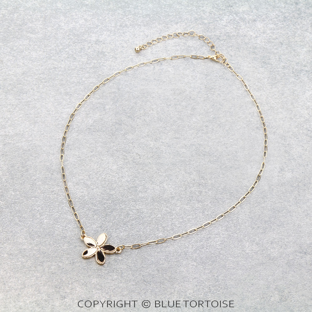Cowhide Flower Paper Link Chain Necklace - Image 2