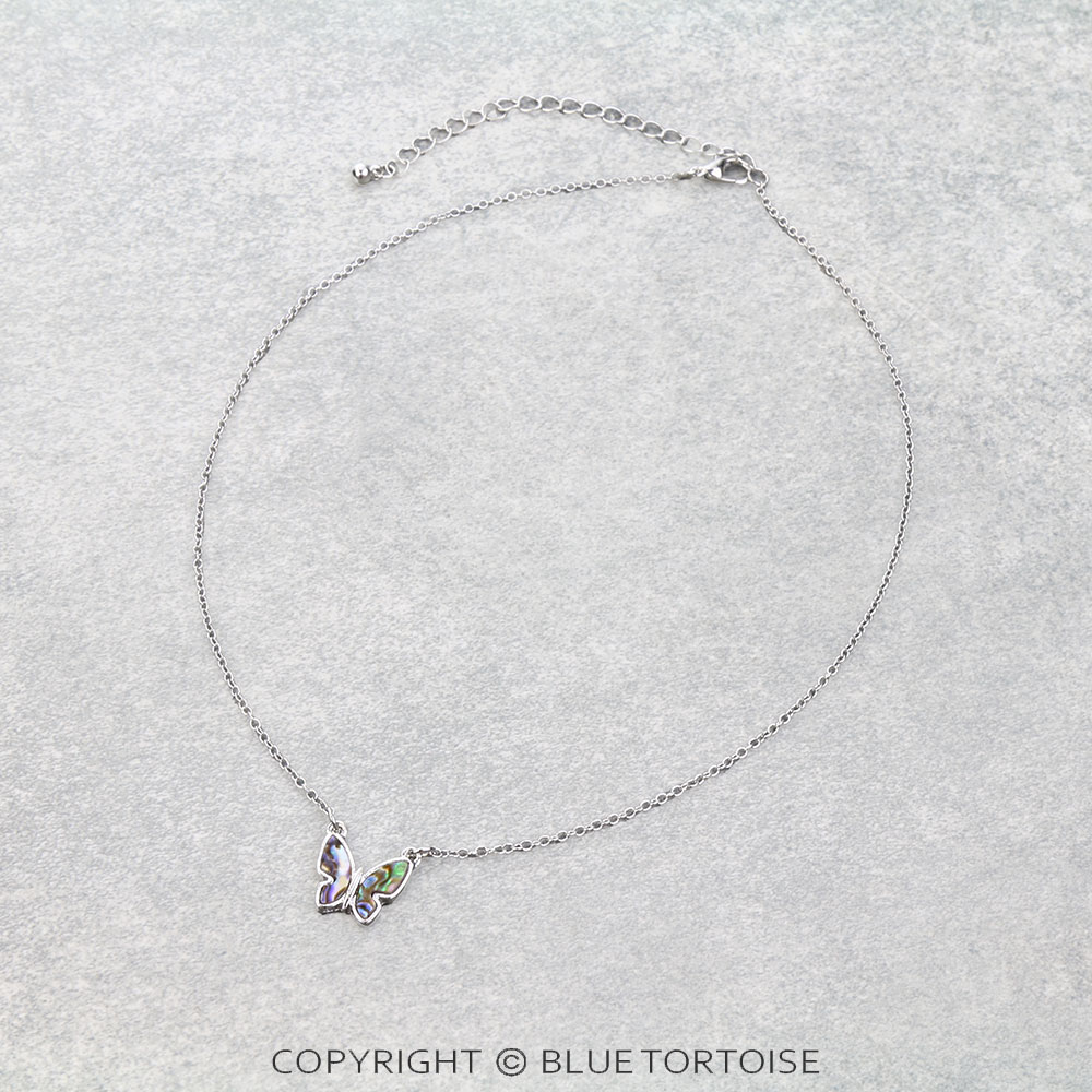 Abalone Butterfly Pendant Necklace