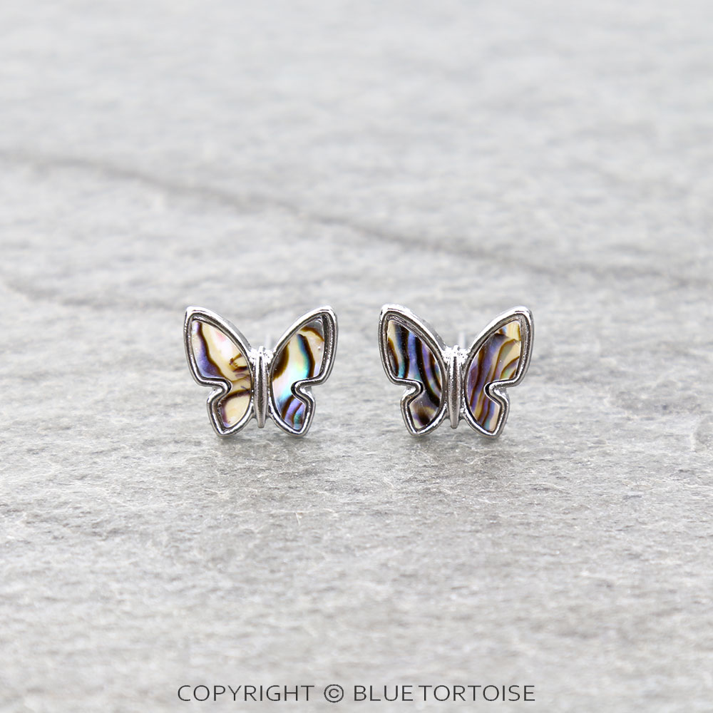 Abalone Butterfly Stud Earrings