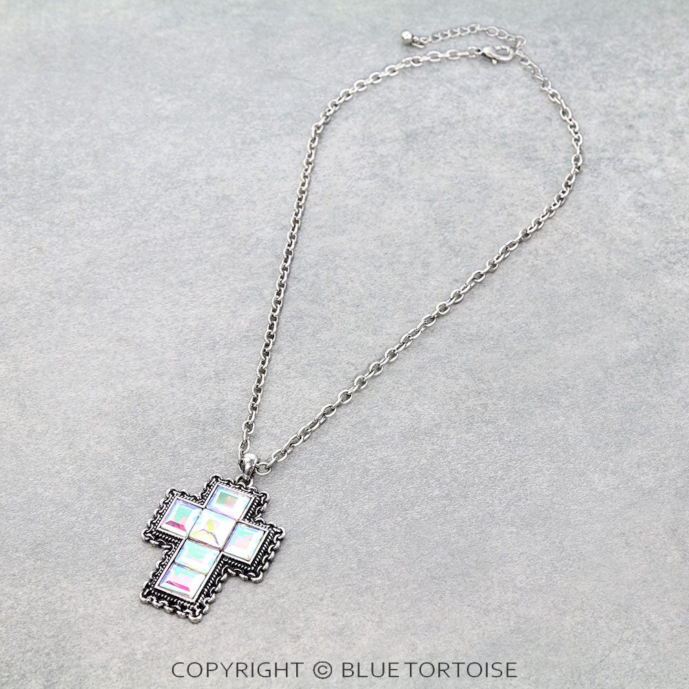Western Chain TXR Cross Stone Necklace