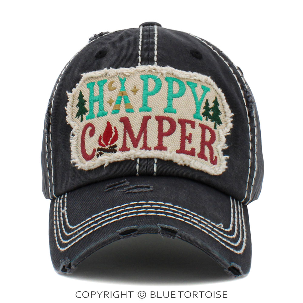 "Happy Camper" Washed Vintage Ball Cap