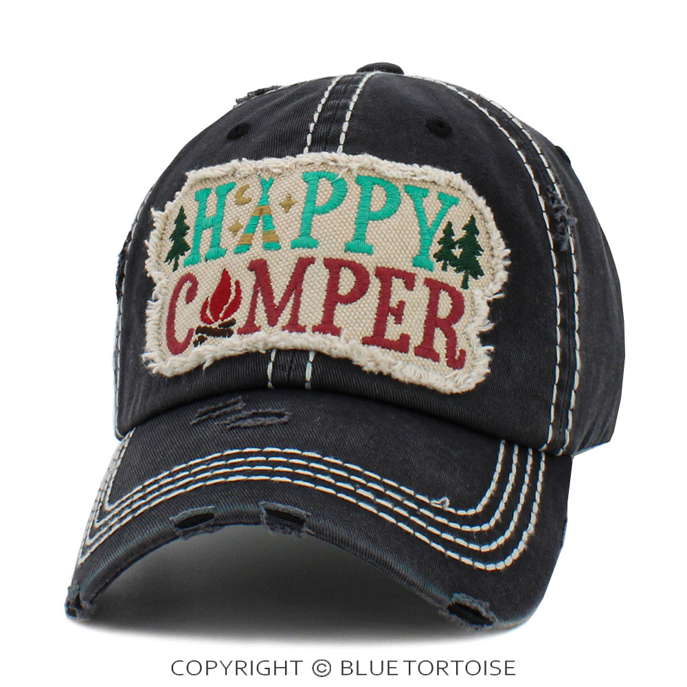 "Happy Camper" Washed Vintage Ball Cap - Image 2