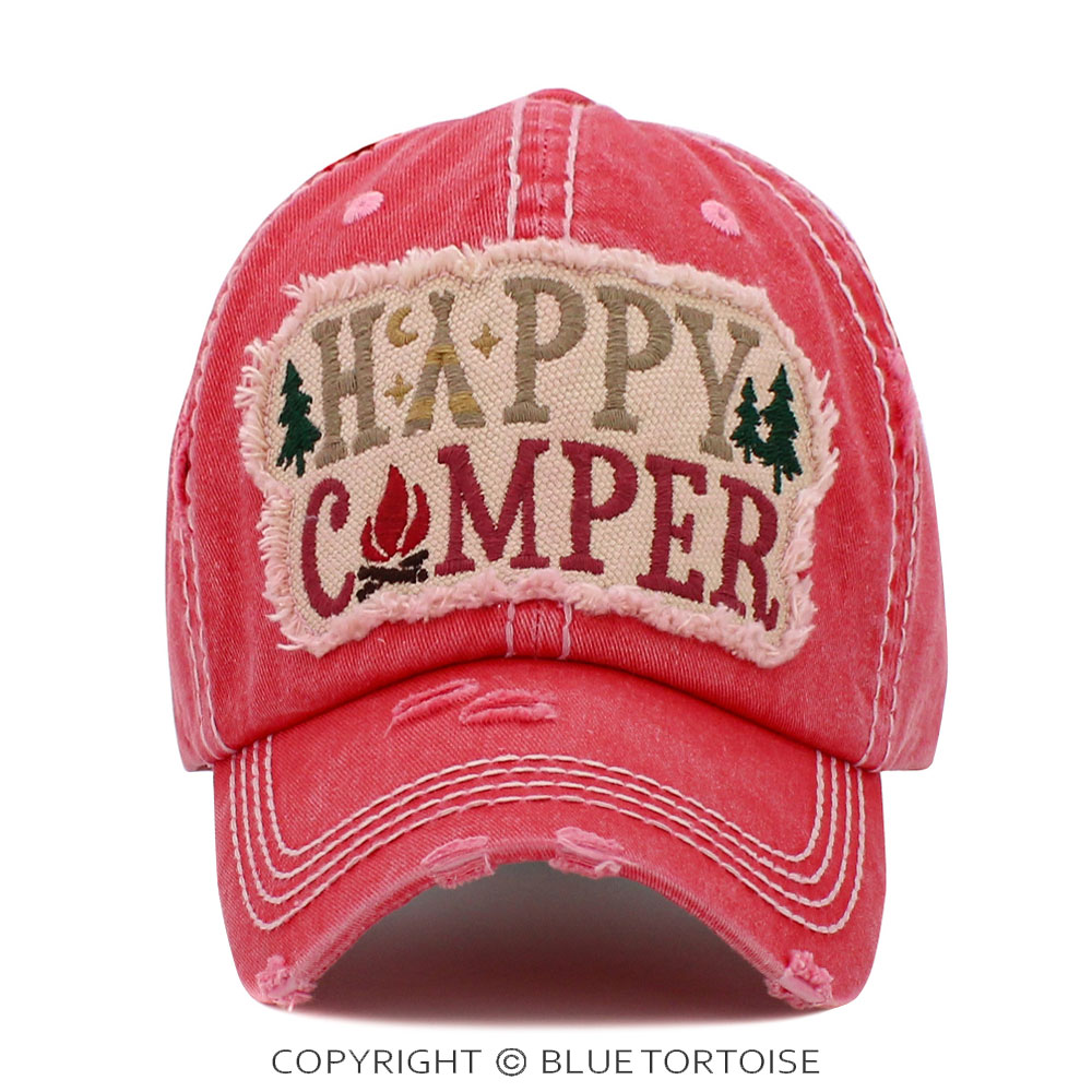 "Happy Camper" Washed Vintage Ball Cap