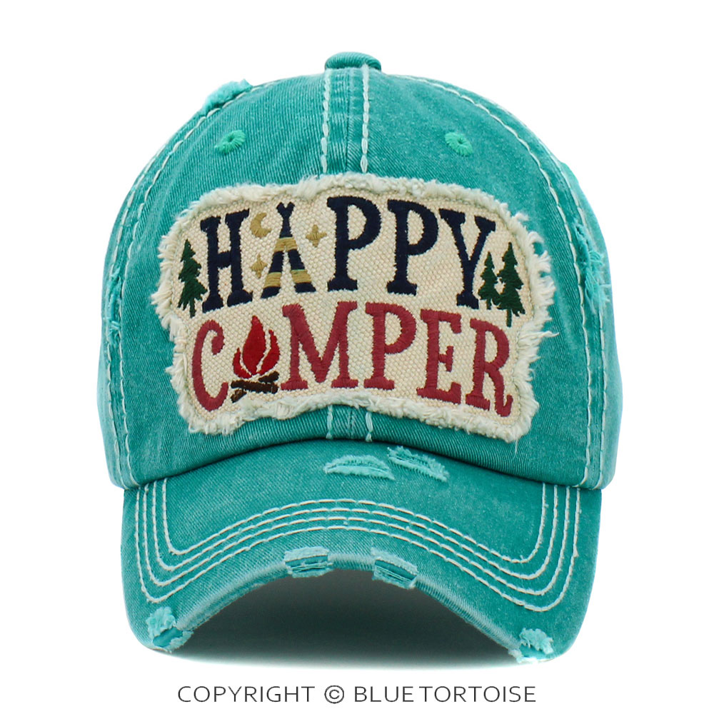 "Happy Camper" Washed Vintage Ball Cap