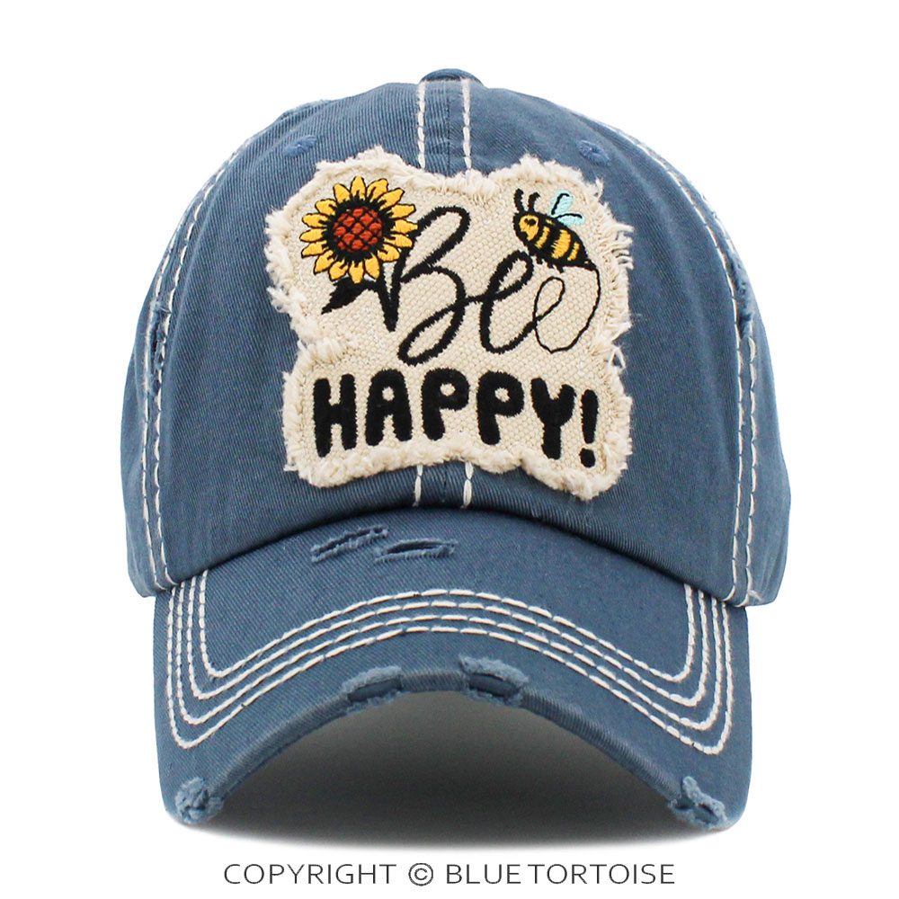 "Be Happy!" Washed Vintage Ball Cap