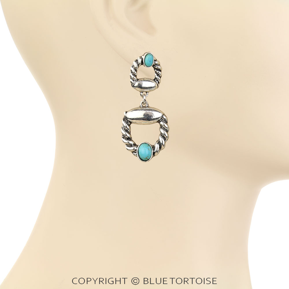 Western Twisted TXR Horse Groove Stud Earrings - Image 2