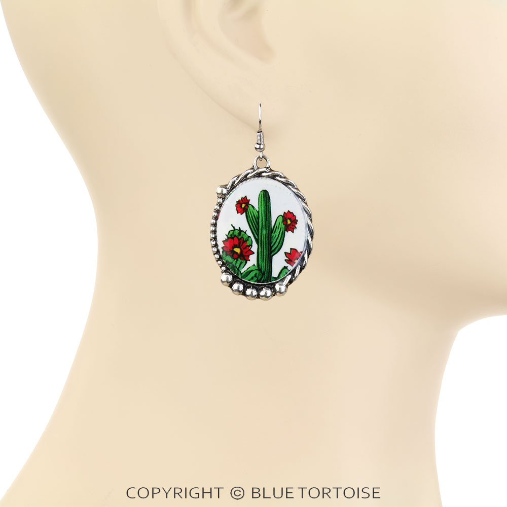 Western TXR Cactus Printing Dangle Earrings - Image 2