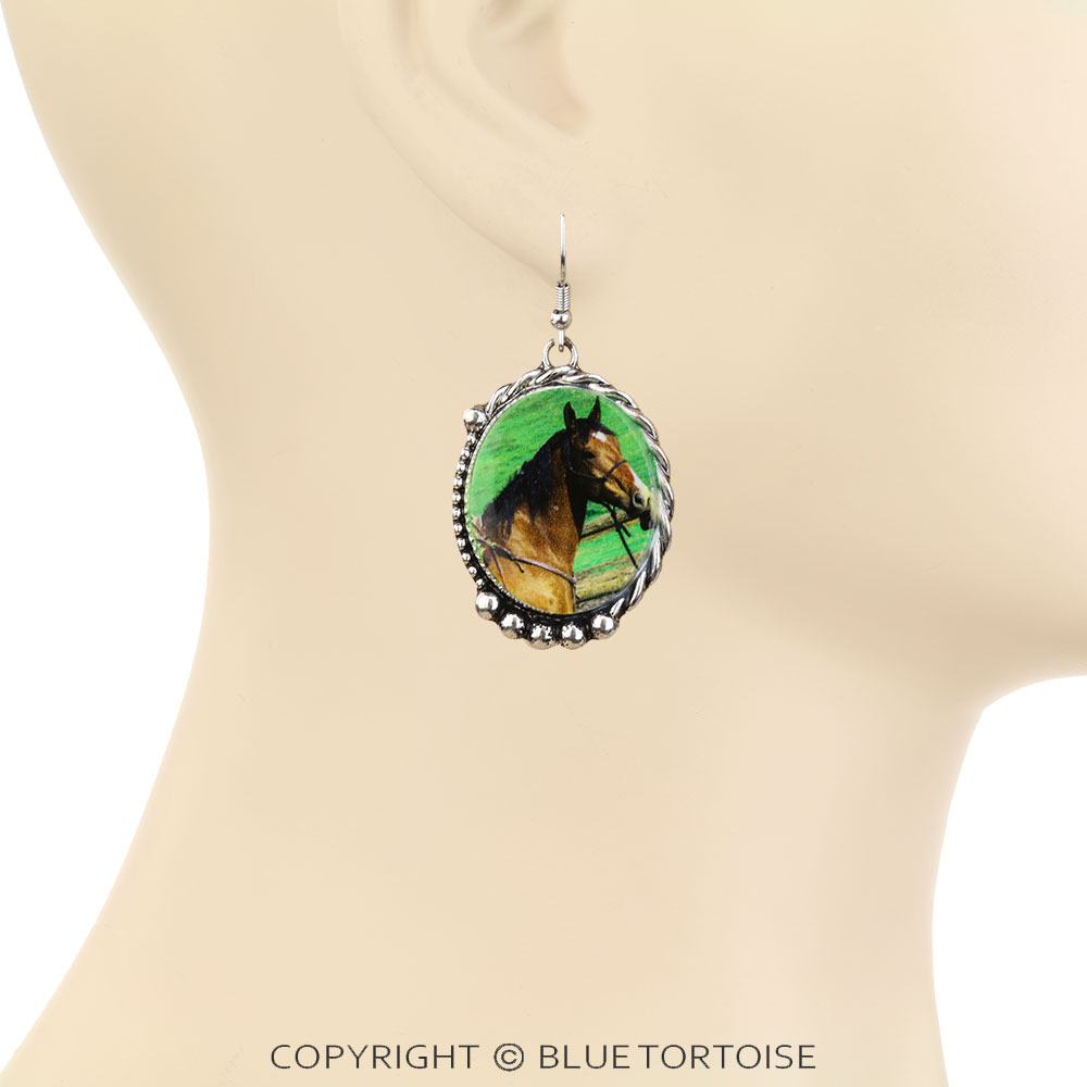 Western TXR Horse Printing Dangle Earrings - Image 2