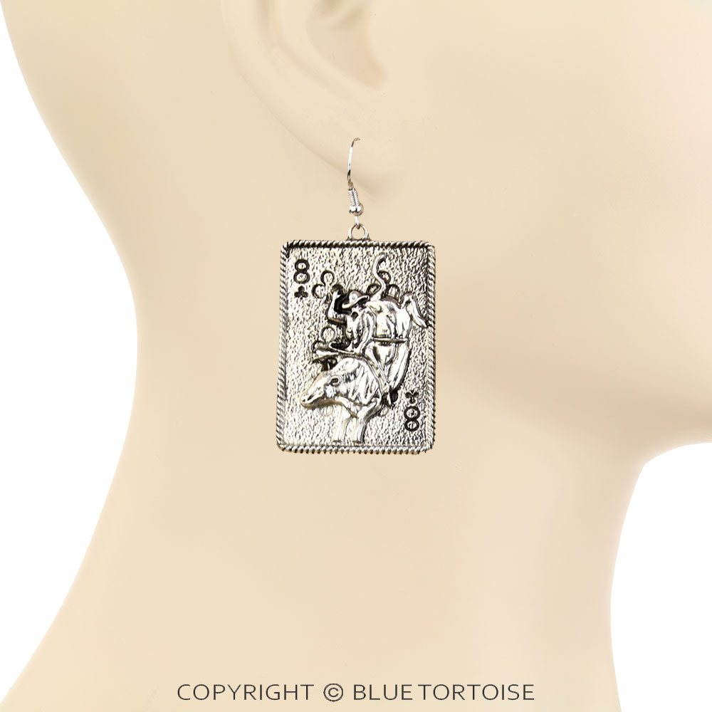 Western Gamble Cowboy Card Dangle Earrings - Image 2
