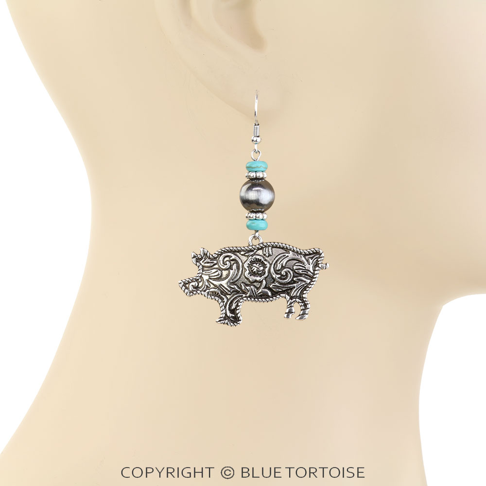 Western Pig Dangle Earrings - Image 2
