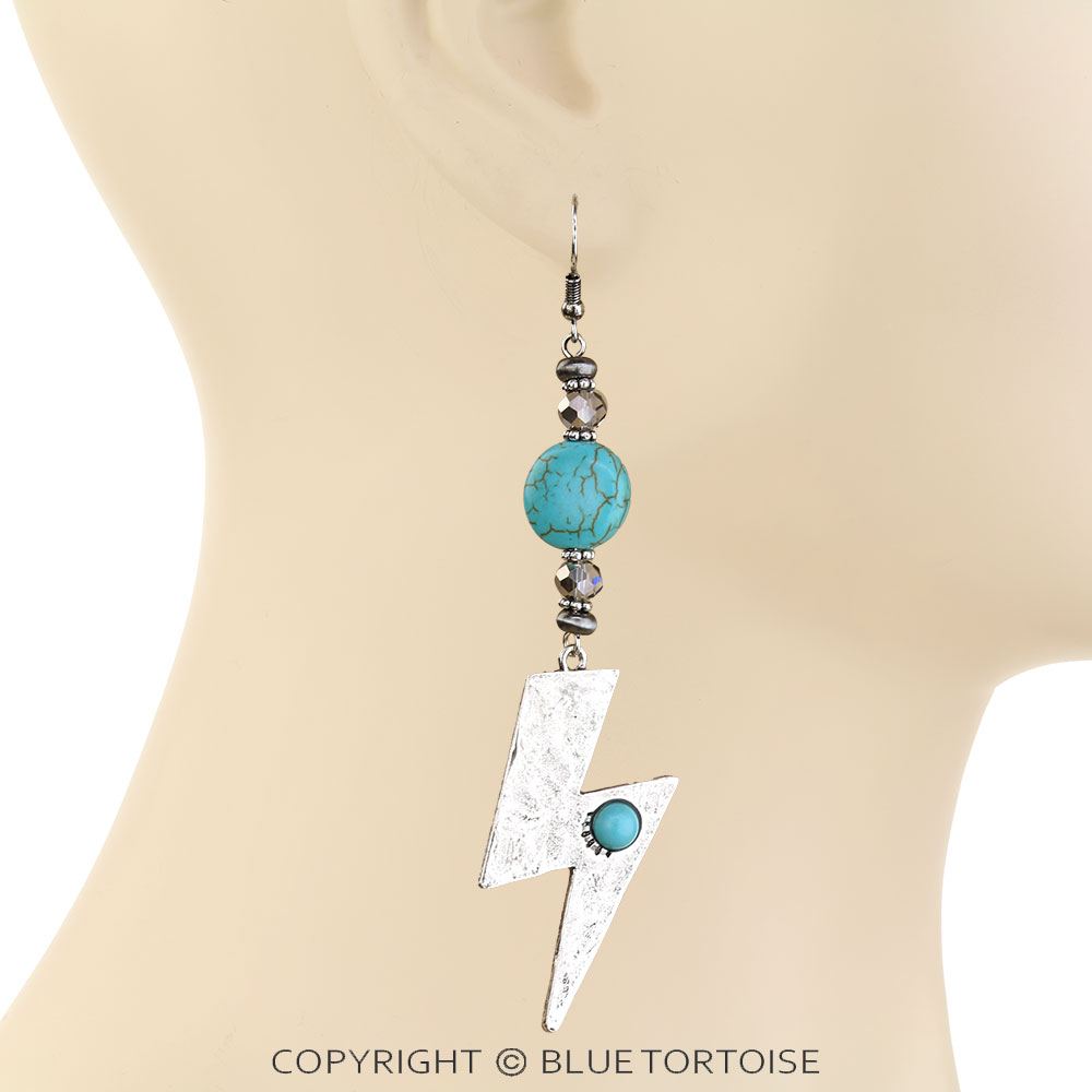 Western Thunder Stone Dangle Earrings - Image 2