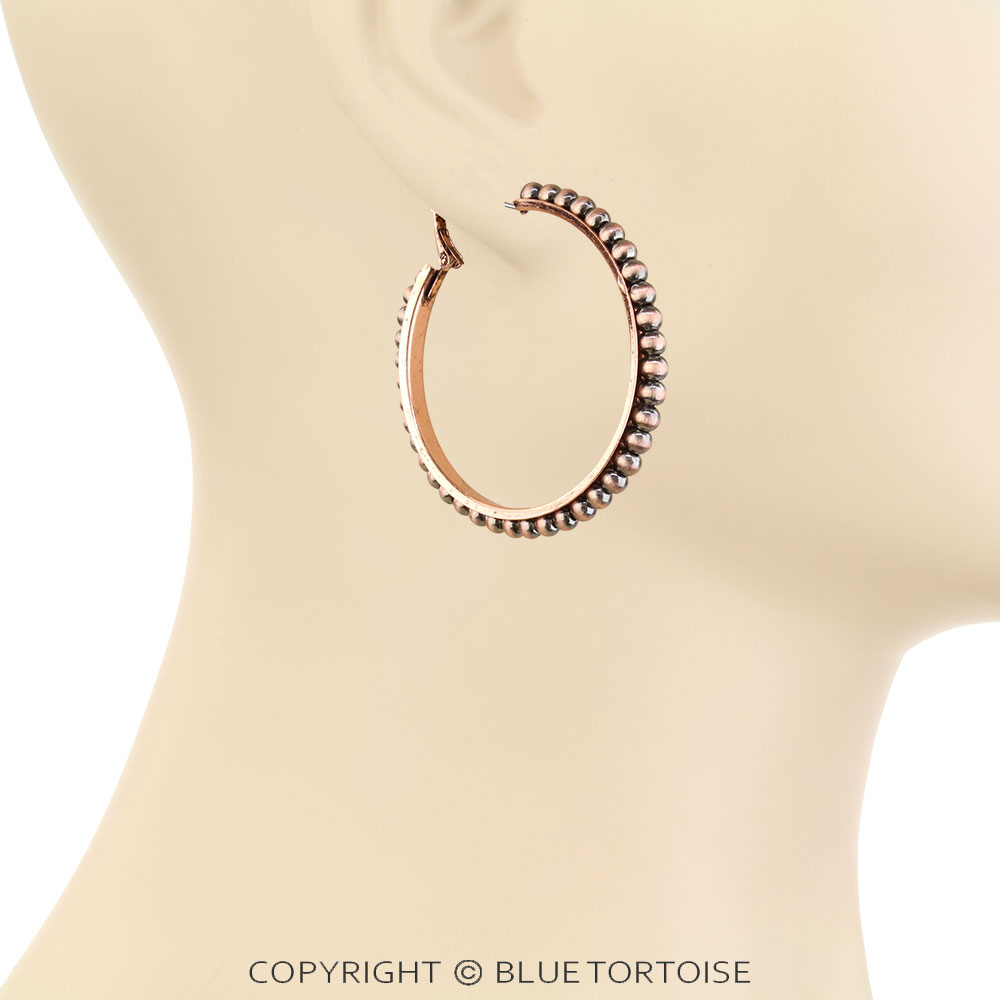 Navajo Style Pearl Round Hoop Earrings - Image 2