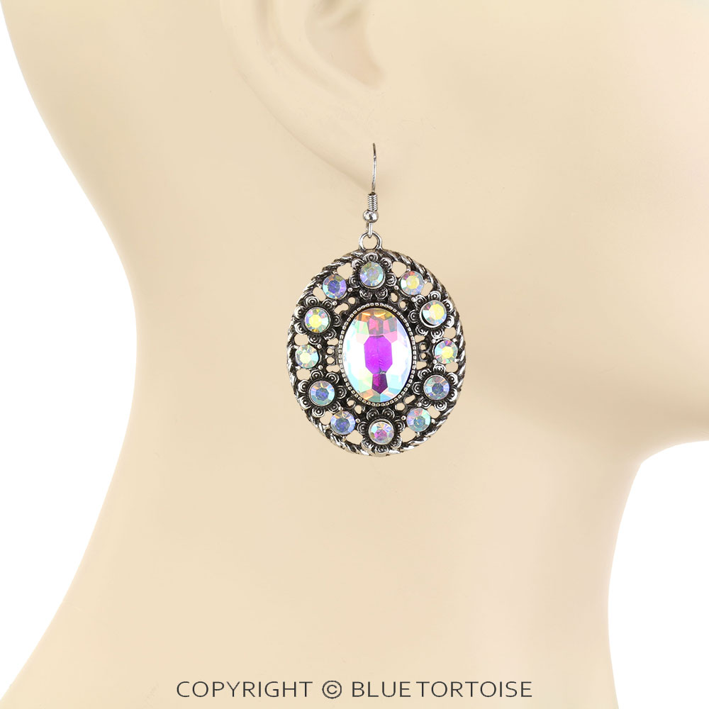 Western Flower TXR Concho Stone Dangle Earrings - Image 2