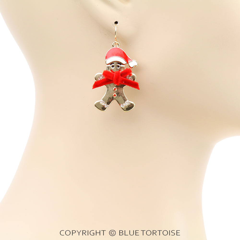 Christmas Gingerbread Man Dangle Earrings - Image 2