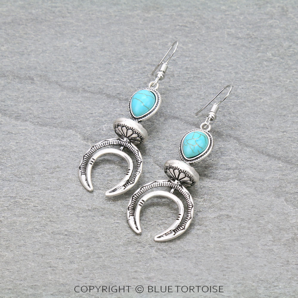 Western 3D Squash Blossom Dangle Earrings