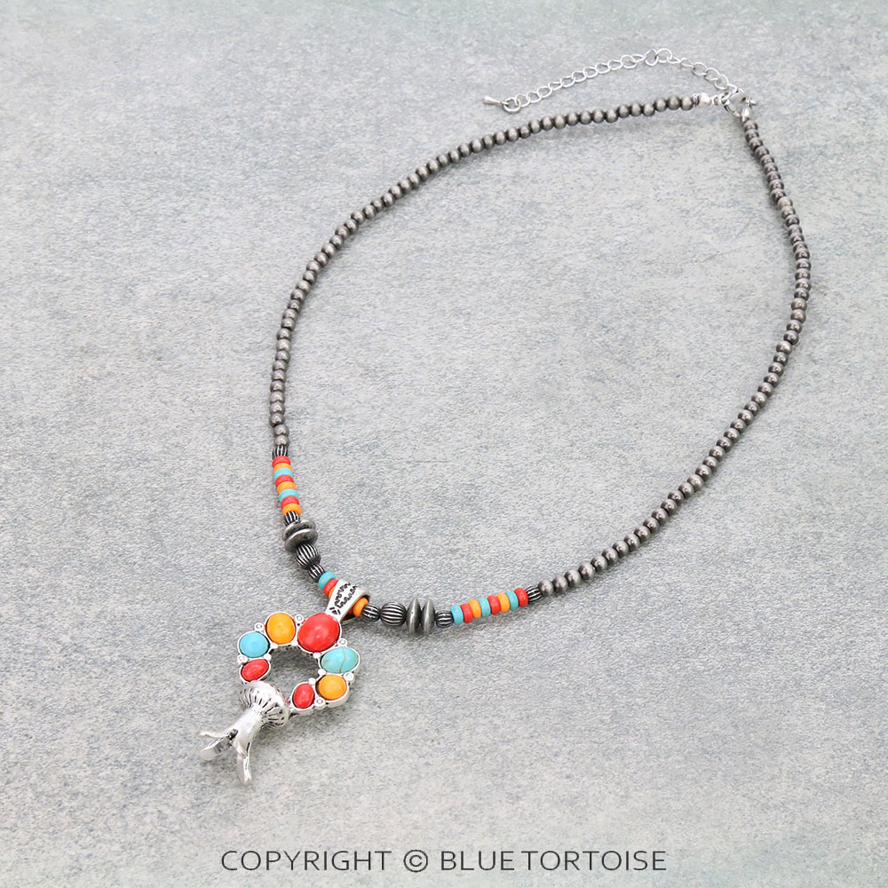 Western 3D Squash Blossom Pendant Necklace