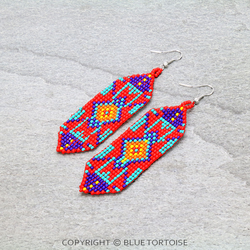 Aztec Seed Bead Dangle Earrings
