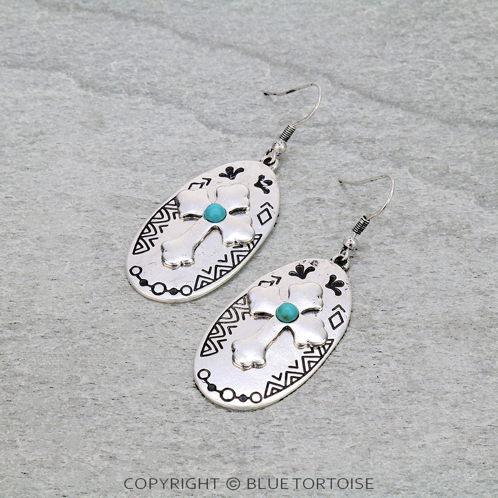 Western Cross Dangle Earrings