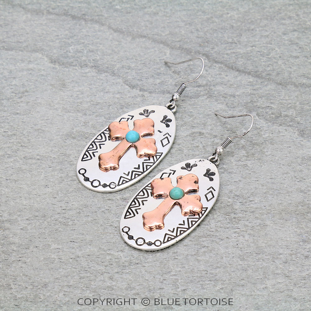 Western Cross Dangle Earrings