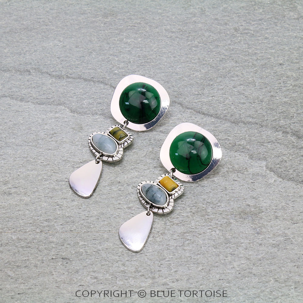 Fashion Multi Stone Stud Earrings