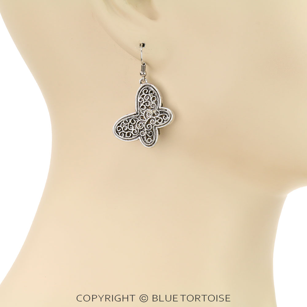 Filigree Butterfly Dangle Earrings - Image 2
