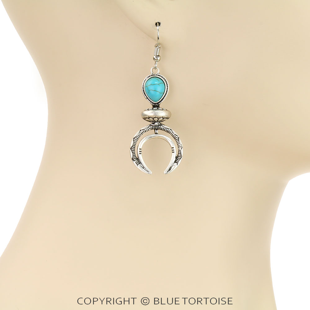 Western 3D Squash Blossom Dangle Earrings - Image 2