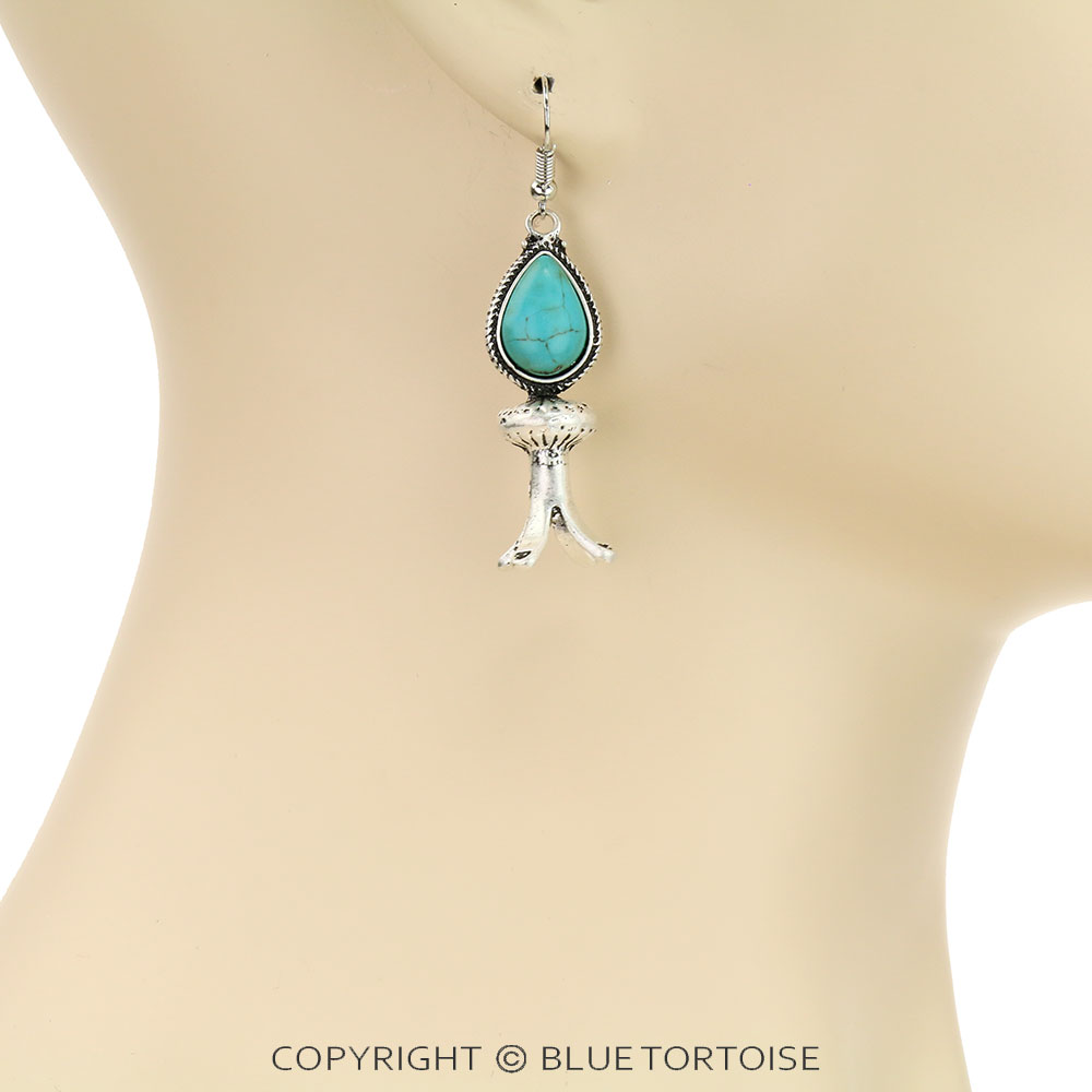 Western 3D Squash Blossom Dangle Earrings - Image 2