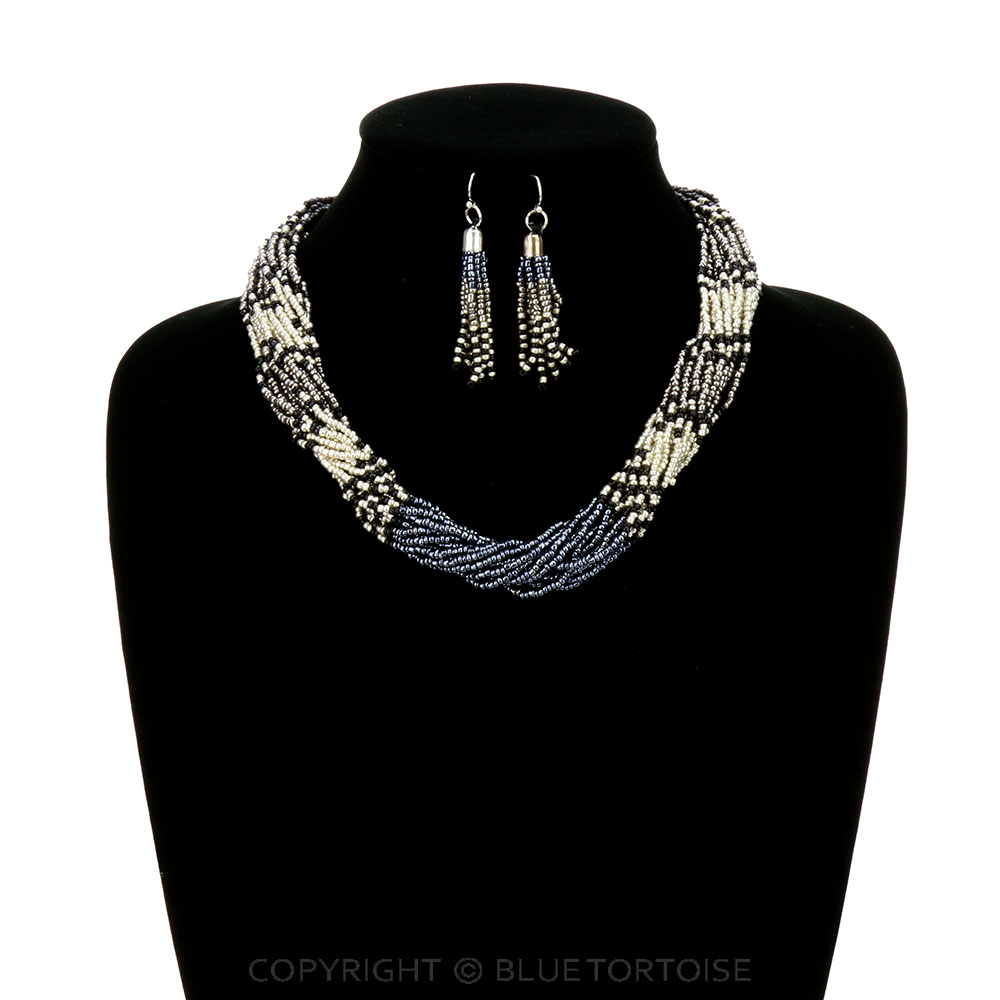 Seed Bead Multi Layered Necklace Set - Image 2