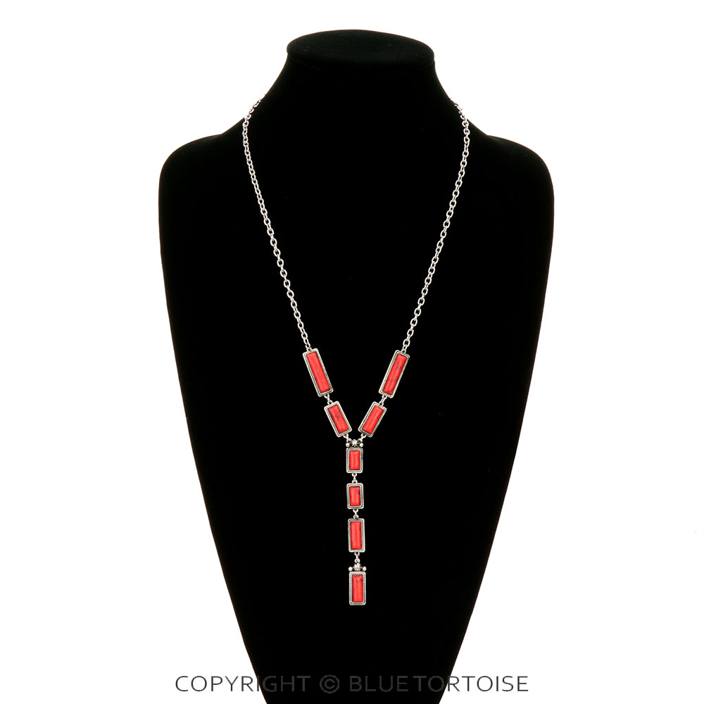 Western Hand Craft Stone Y Necklace - Image 2