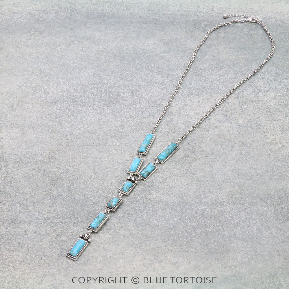 Western Hand Craft Stone Y Necklace