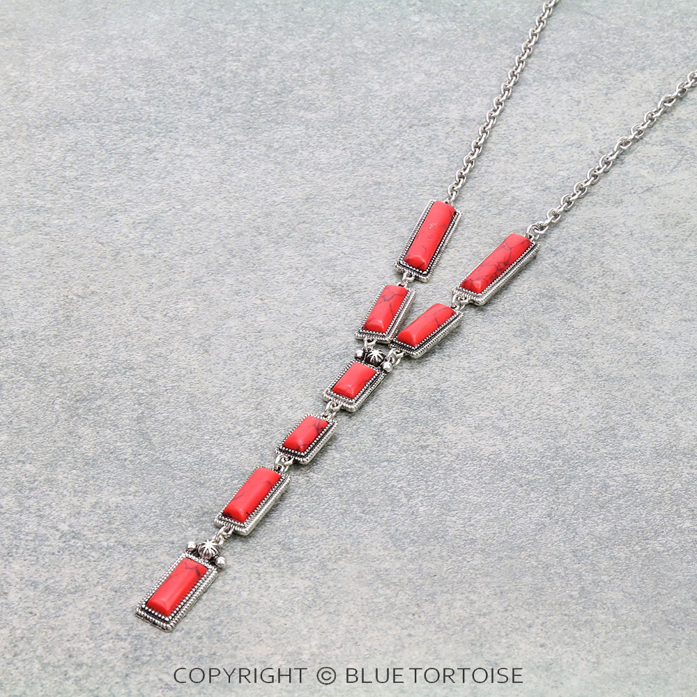 Western Hand Craft Stone Y Necklace - Image 3