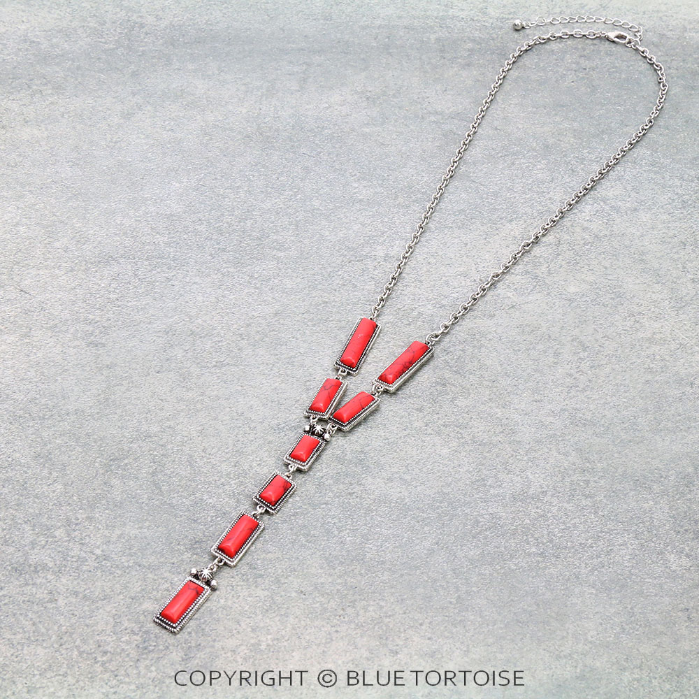 Western Hand Craft Stone Y Necklace