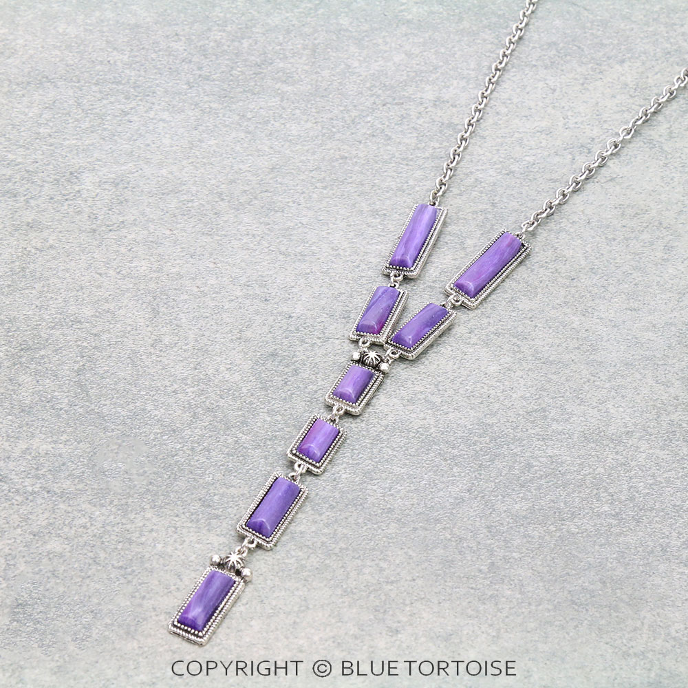 Western Hand Craft Stone Y Necklace - Image 3