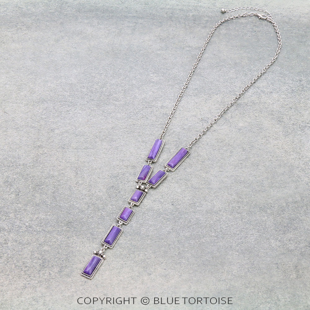 Western Hand Craft Stone Y Necklace