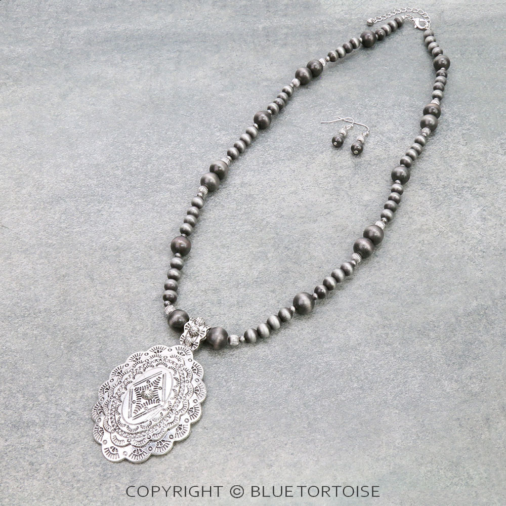 Western Concho Pendant Necklace Set