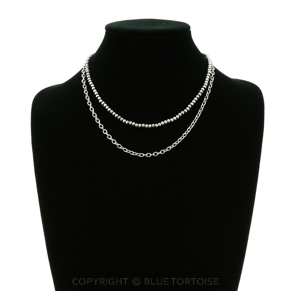 4mm Navajo Style Pearl & Chain 3Row Y Necklace - Image 3