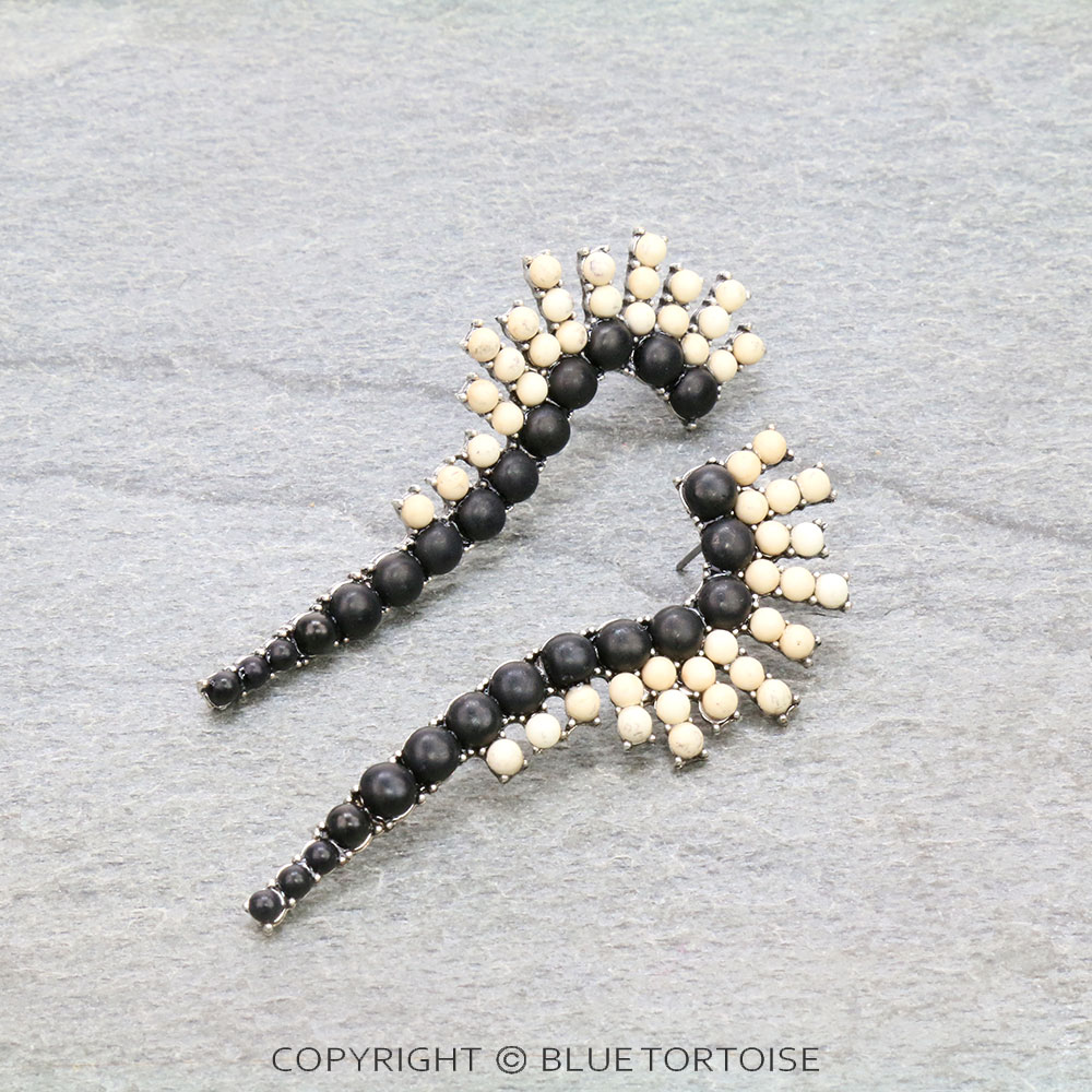 Western Geometric Semi Stone Stud Earrings