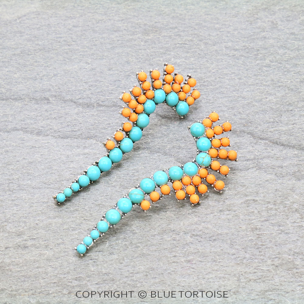 Western Geometric Semi Stone Stud Earrings