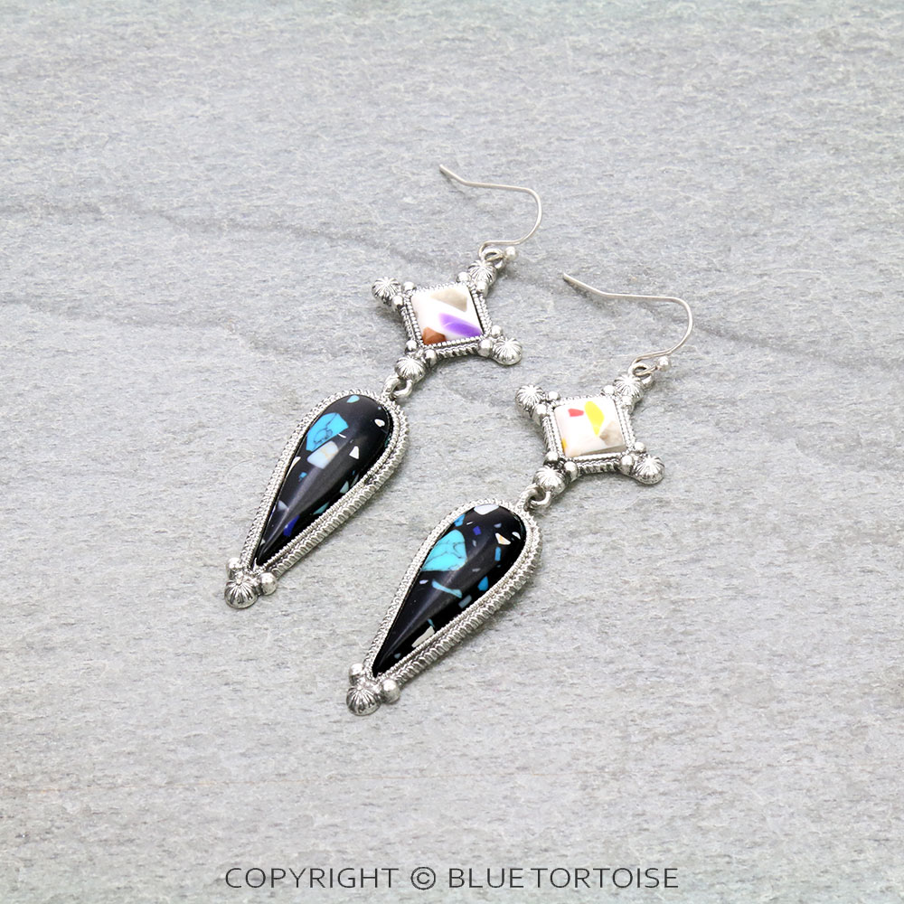 Western Hand Craft Stone Dangle Earrings