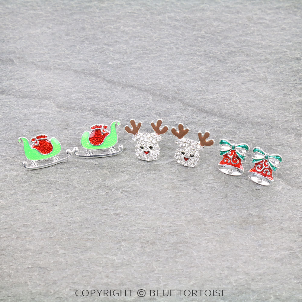 3 Pair Christmas Epoxy Earring Set